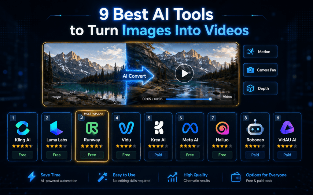 best 9 ai image to video generator