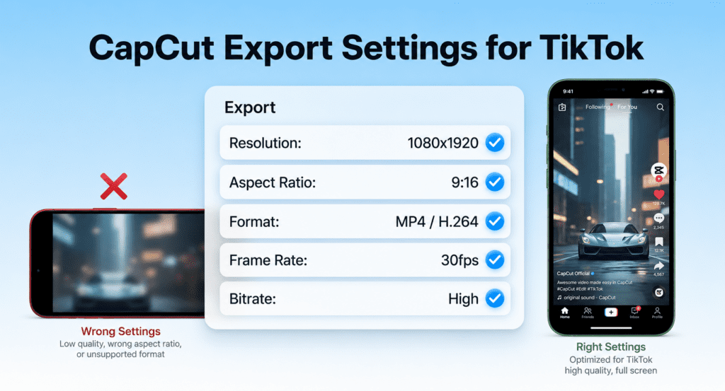 capcut settings to export ai videos for tiktok
